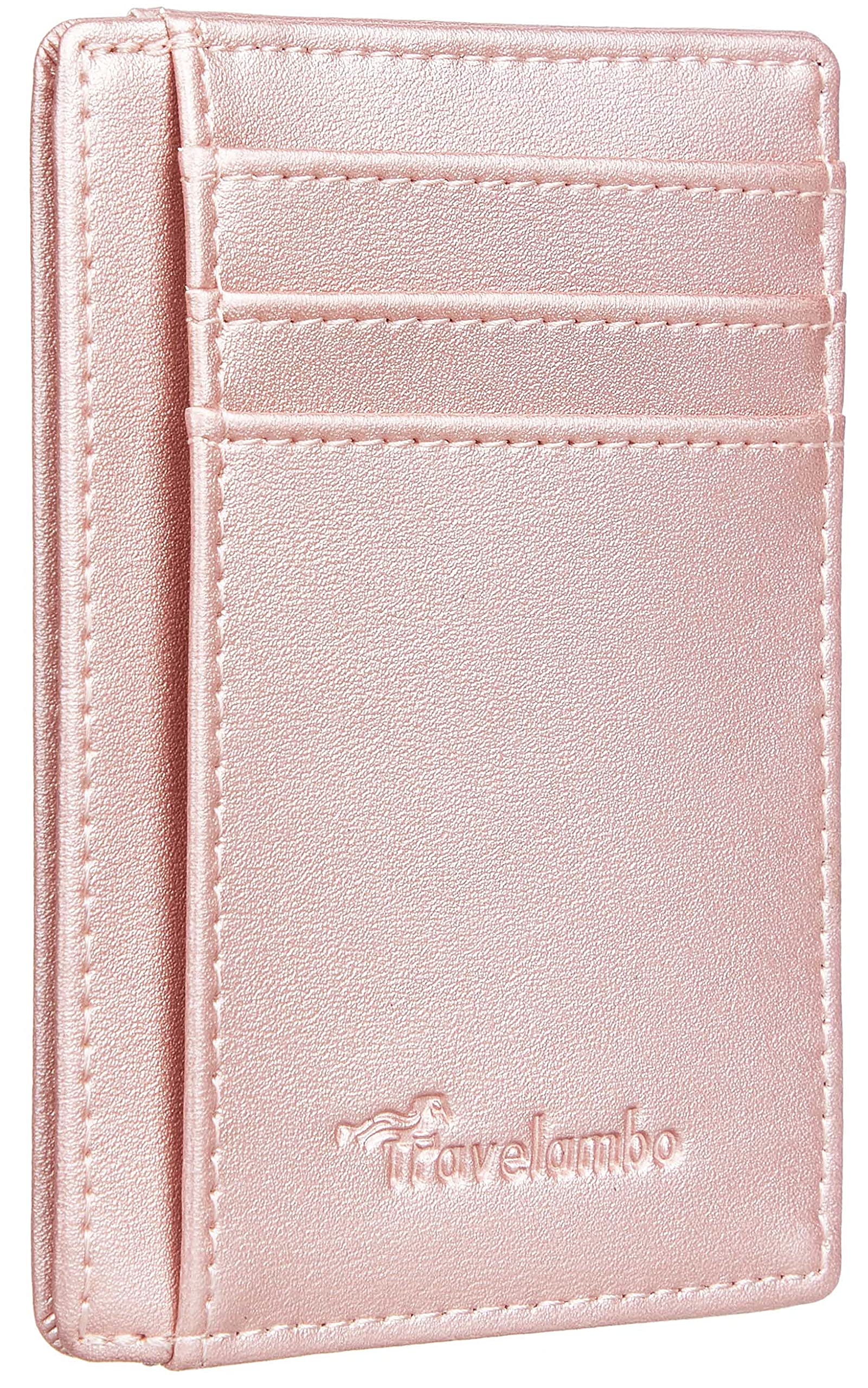 TravelamboFront Pocket Minimalist Leather Slim Wallet RFID Blocking Medium Size