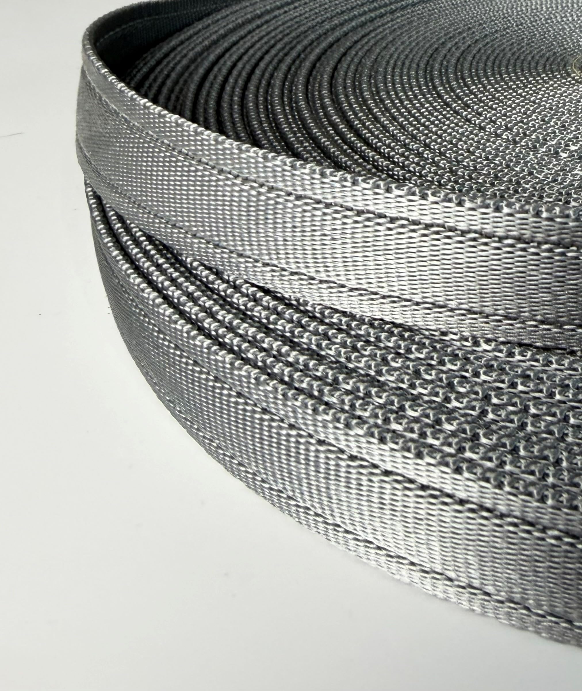 Dog long line training lead cushioned webbing in 5m or 8m (Grey 5m, 1 inch wide)