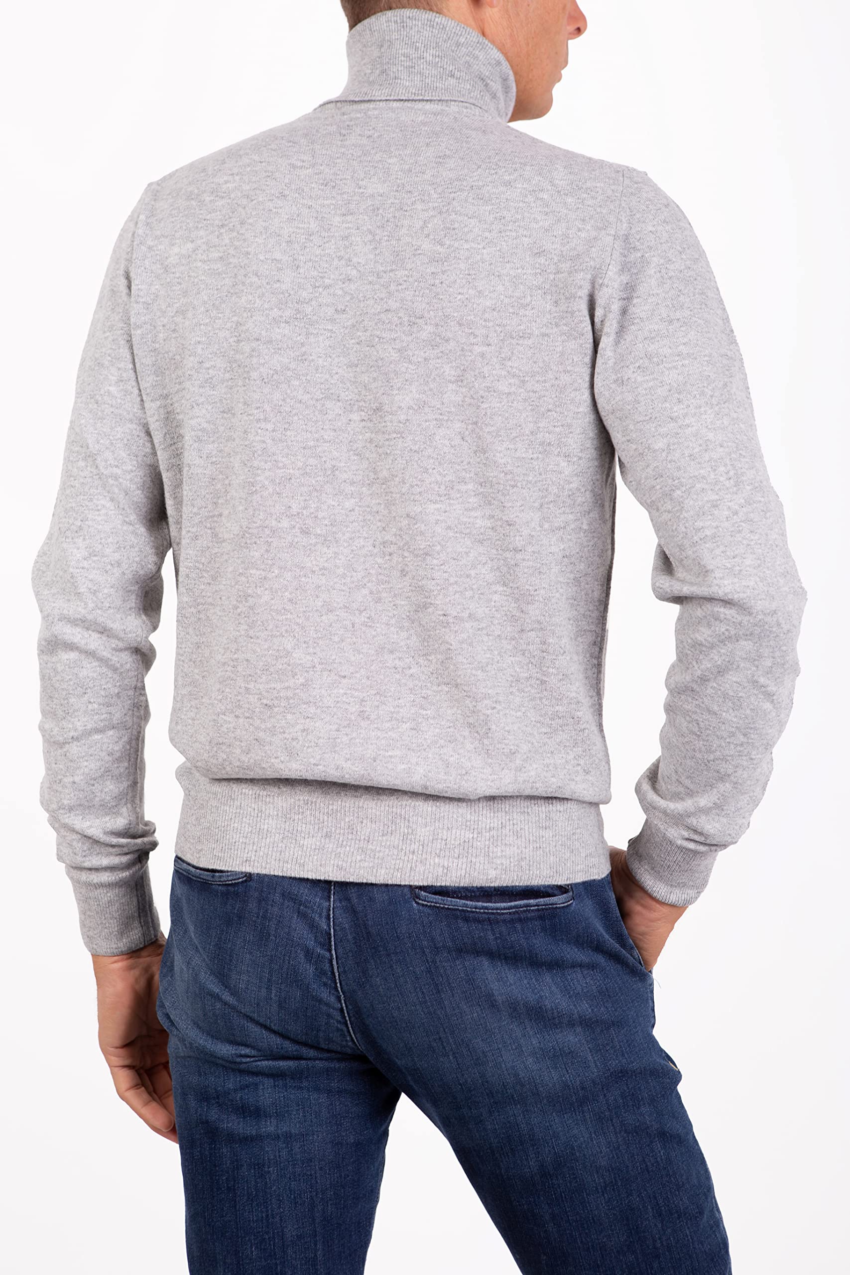 Jersey de Hombre de Cuello Alto en Mezcla de Cachemira de Manga Larga Made in Italy