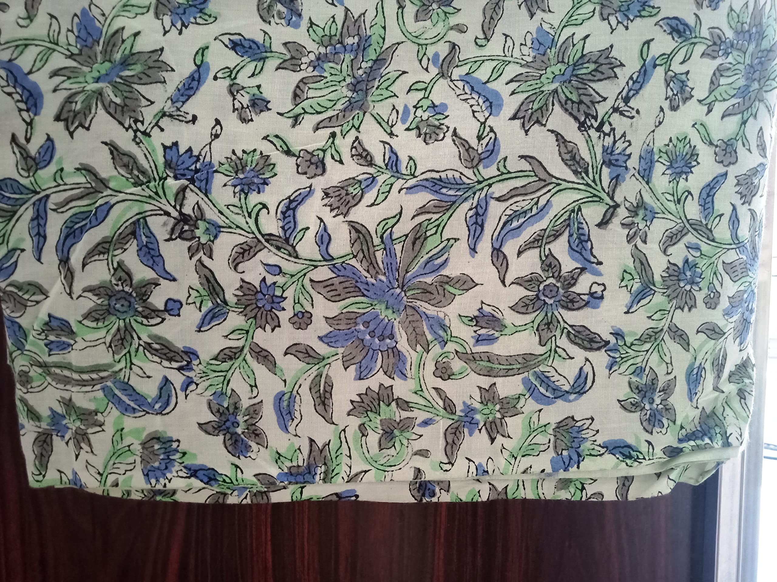 Tessuto di cotone morbido indiano stampato a mano a misura, tessuto stampato per Kurti, abito, fodera per cuscino (20 Yards)