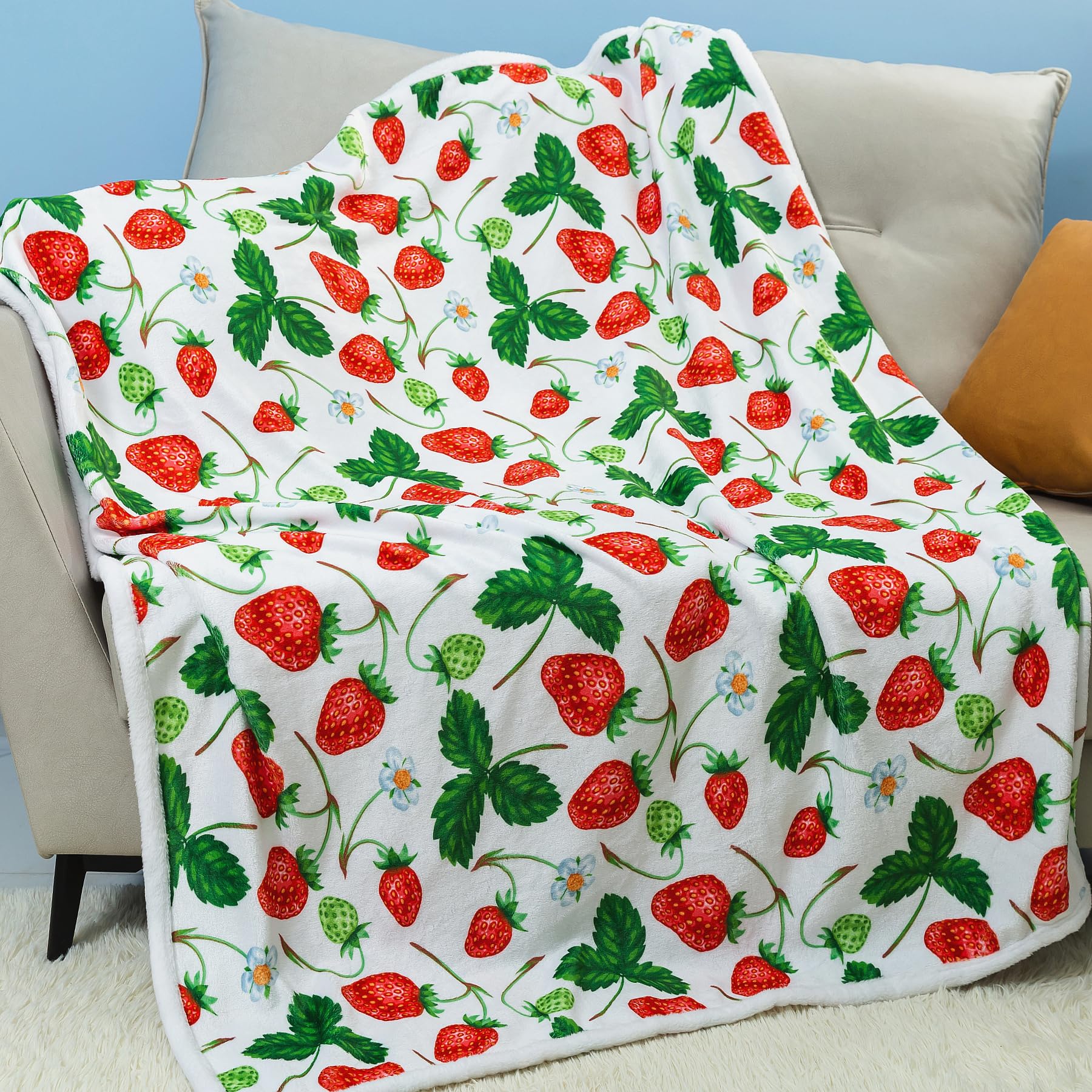  ストロベリーデザイン ブランケット Amazon｜Famitile ストロベリーブランケット かわいい ソフト 軽量