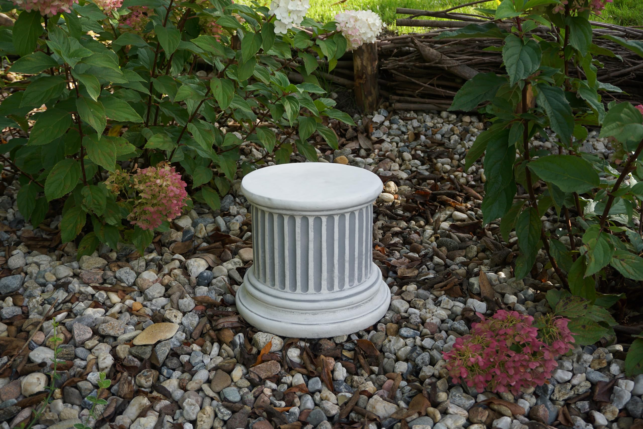 gartendekoparadies.de Colonne de Socle à Base Solide, Hauteur 23 cm, Ø 26 cm, Ø au-Dessus de 22 cm, Gris, Poids 17 kg, en Pierre moulée résistante au Gel