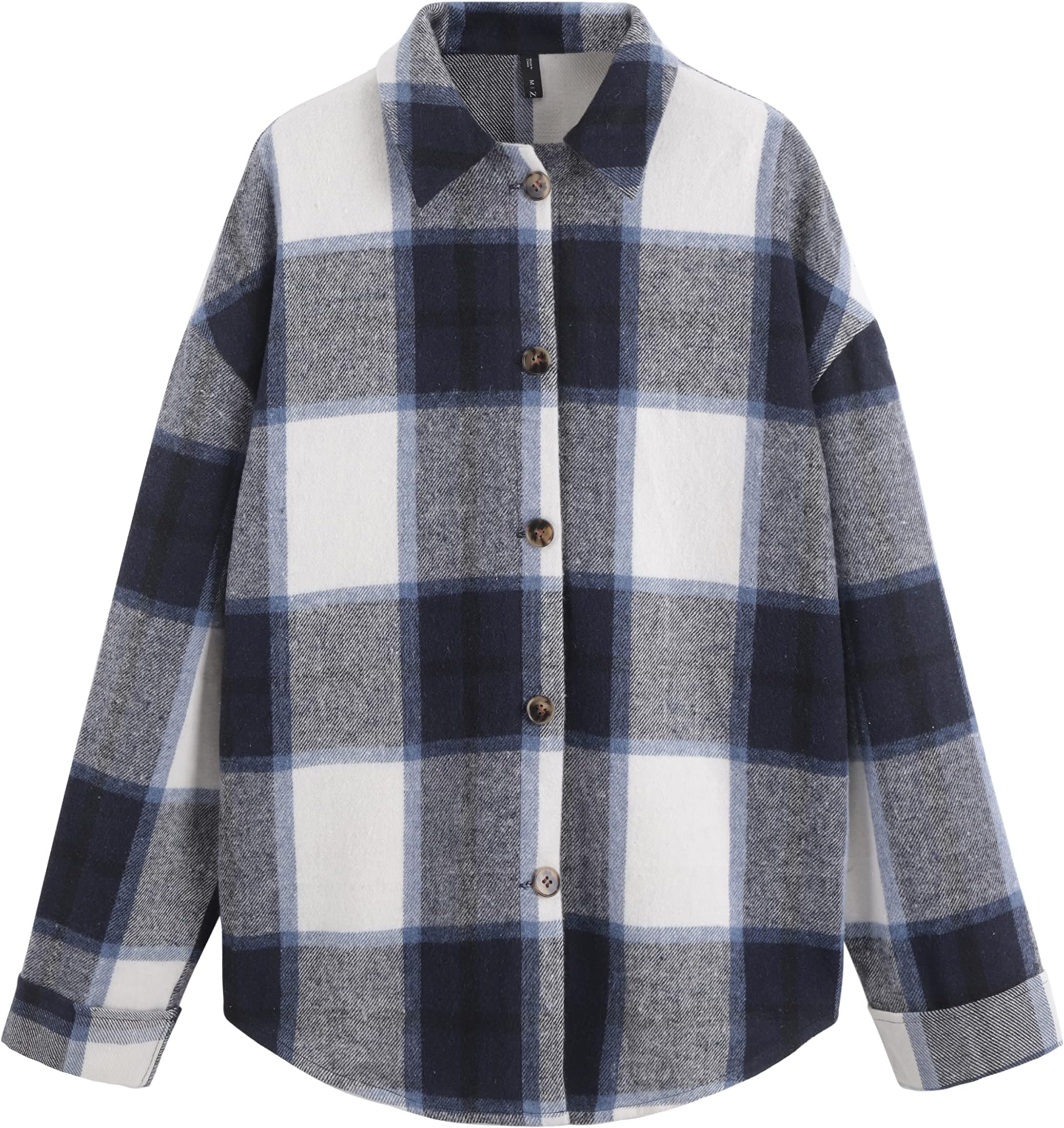 ZAFULWomen's Flannel Plaid Boyfriend Casual Shirts Oversized Checked Shirts Classic Button Down Blouse Tops