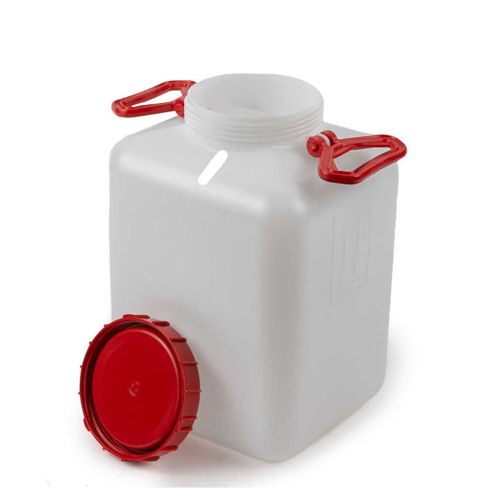 Dönges Weithalskanister vierkant (Ölbindemittel Rechteck Ölbehälter stapelbar Kanister) Volumen: 20 l/Abmessung L x B x H: 275 x 235 x 395 mm/Deckel Ø: 140 mm