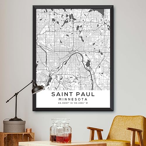 Mapa de Saint Paul, Minnesota, Light 2 (12x16)