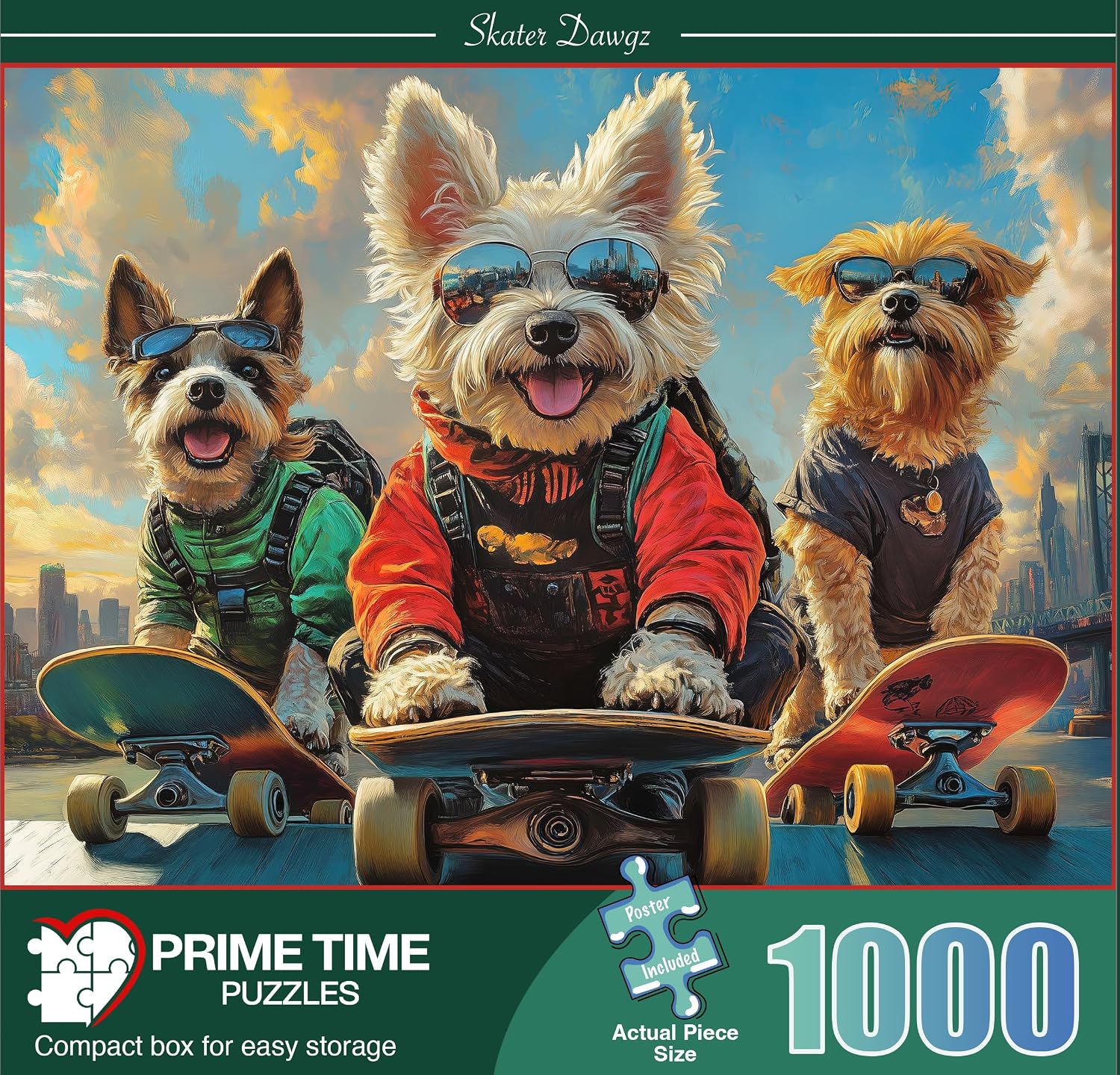 Adult Jigsaw Puzzle Dogs on Skateboards 1000 Piece image 2