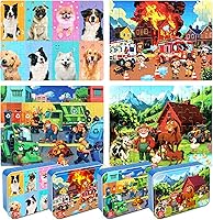 Vista 17 de LELEMON Rompecabezas para niños de 4 a 6 años, paquete de 6 rompecabezas de 100 piezas para niños de 4 a 8 años en una caja de metal, rompecabezas