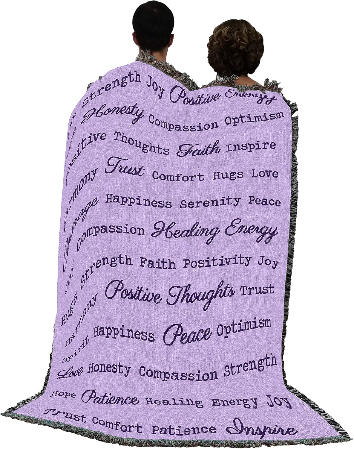 Pure Country Weavers Positive Word Hug Blanket Lilac - Gift Tapestry Throw Woven from Cotton - Made in the USA (72x54)