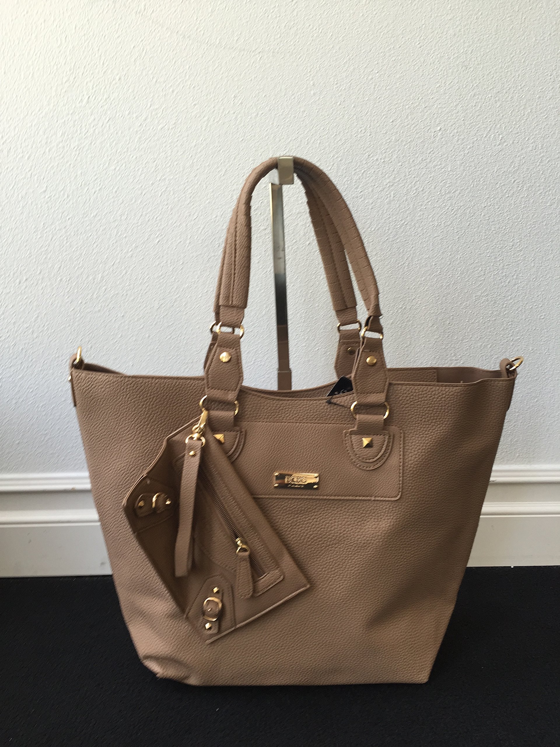 Bcbg Paris Tote W/convertible Pouch -Tote Bag Blue , Big Size, 2015 Line (MOCHA)