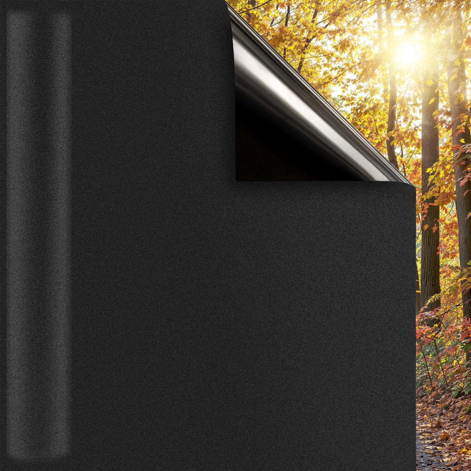 DUOFIRE Blackout Window Film Completely Light Blocking Privacy Window Film Room Darkening Frosted Tint Film for Day Sleep, Non Adhesive Static Cling Window Film DT-C009 (17.4 x 78.7 Inch)