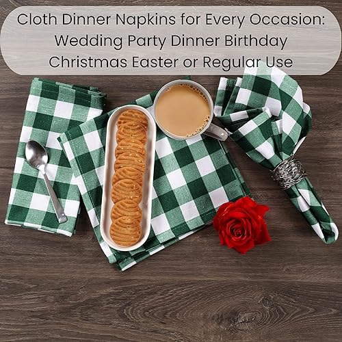 Miniatura 6 de Servilletas de tela a cuadros de búfalo 100% algodón, ideales para eventos, bodas, Navidad, Pascua, servilletas de tela perfectas para uso diario,
