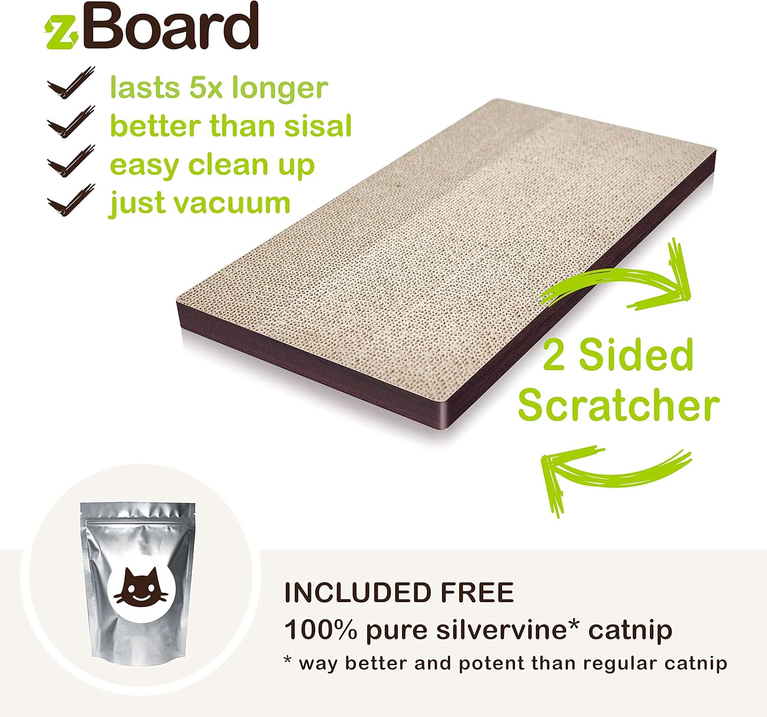 Way Basics Eco Friendly Simple Cat Scratcher, Scratching Pad with Organic Catnip (Uniquely Crafted from Sustainable Non Toxic zBoard Paperboard), Espresso : Everything Else