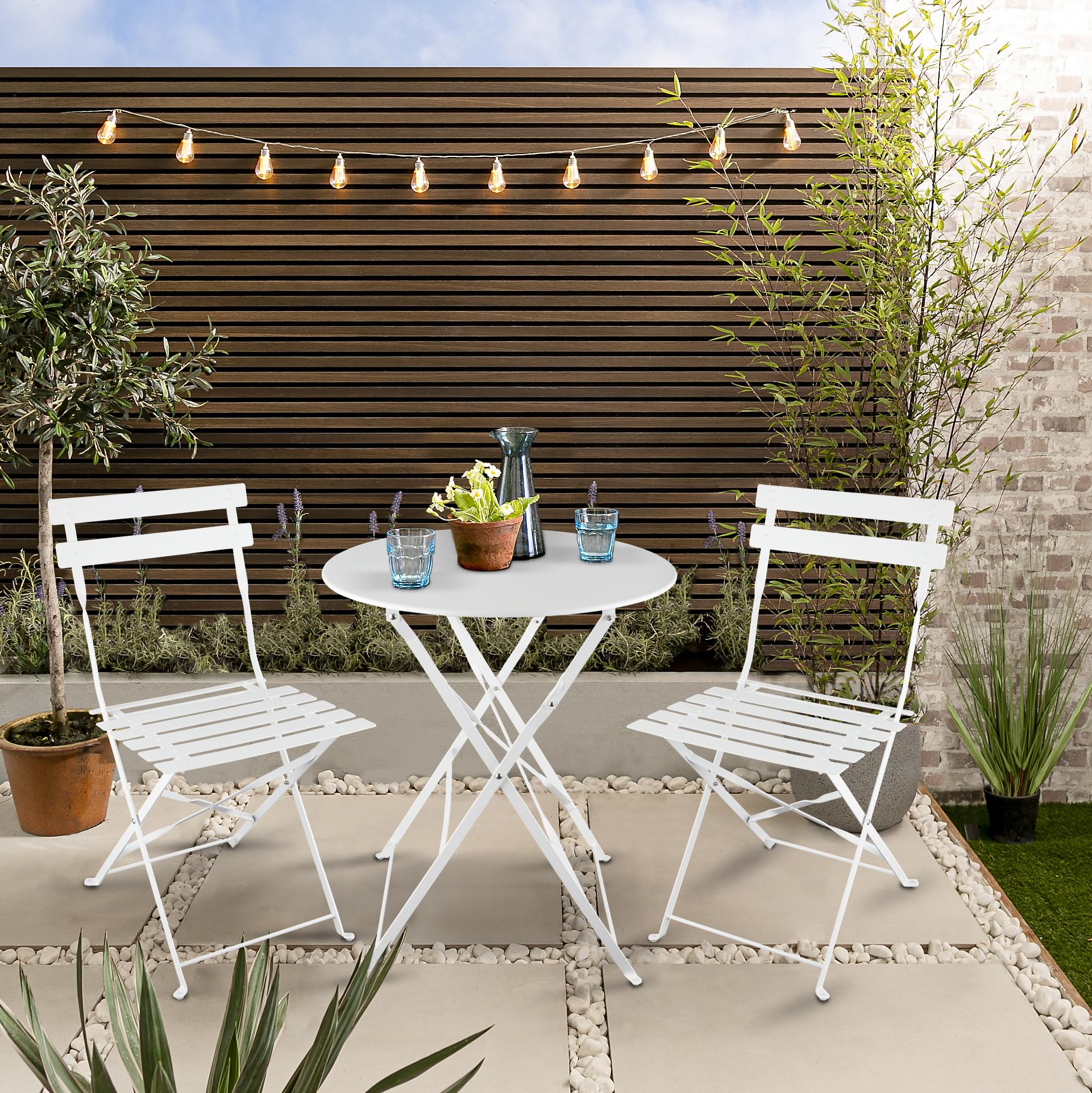 Noa and Nani Lucerne Bistro Table & 2 Folding Chairs in Chalk