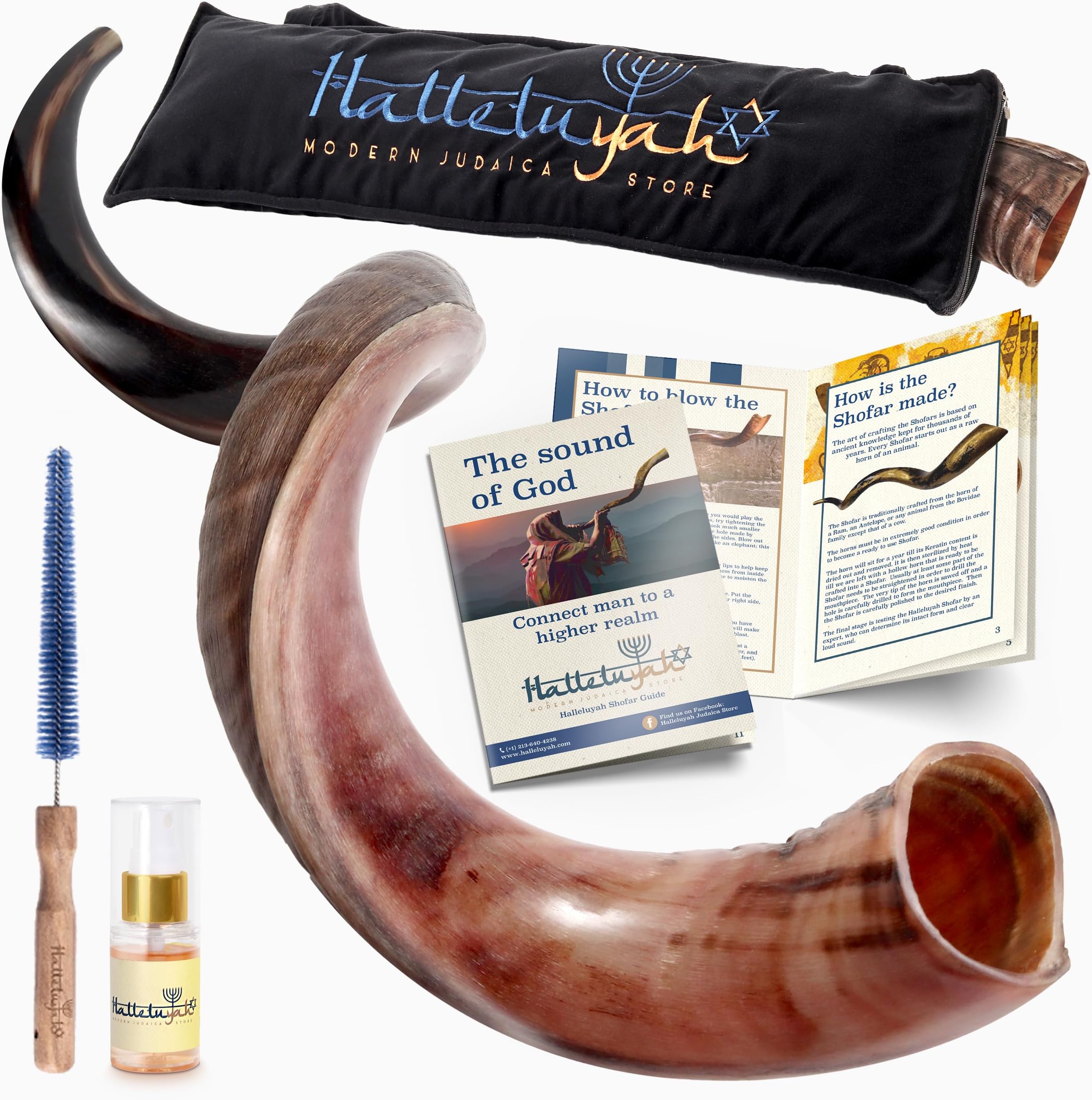 HalleluYAH Original Kosher Half-Polished Kudu Shofar From Israel