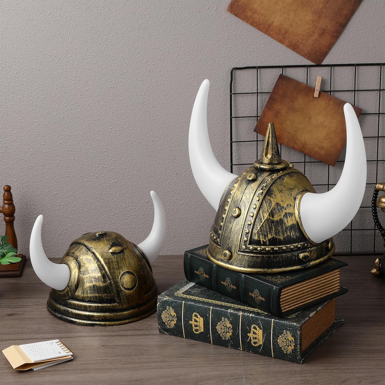 4Pcs Viking Helmet Hat Decor Prop for Festival Party Adults and Women, Medieval Horned Role Playing Headwear for Halloween Cosplay and Themed Events