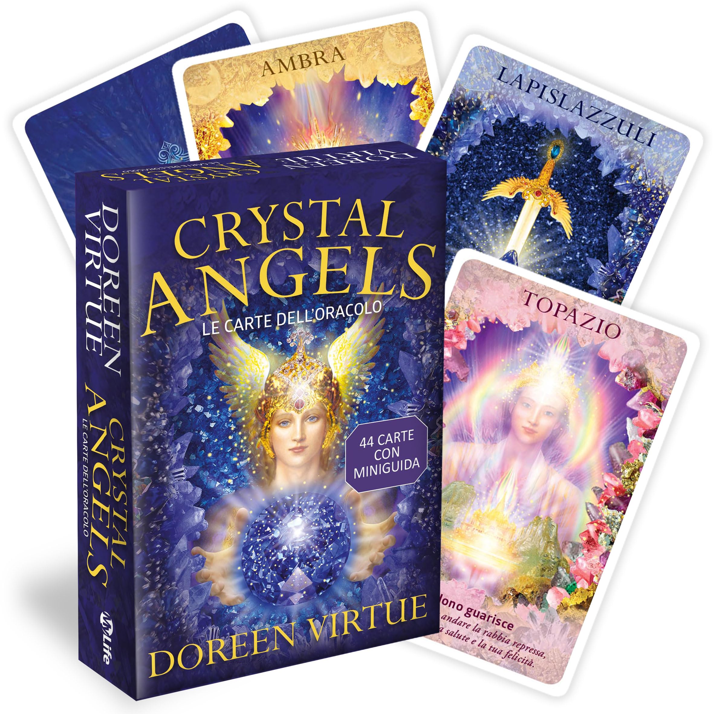 Crystal Angels Le Carte dell’oracolo. 44 Carte oracolari di Angeli e Cristalli con guida illustrata. Regalo per cristalloterapia, numerologia, arti divinatorie. Fai una domanda e leggi la frase.