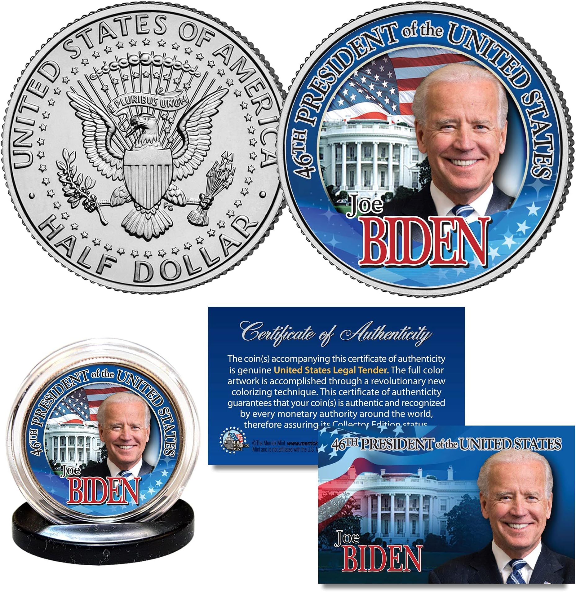 Joe Biden 46th President of The U.S. Official JFK Half Dollar Coin White House
