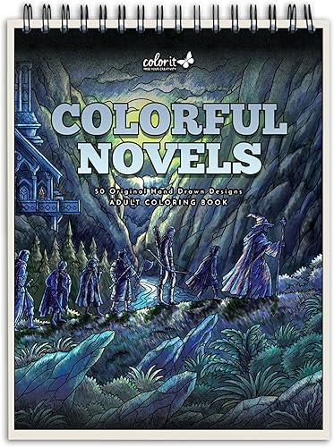 ColorIt Colorful Novels - Libro para colorear para adultos para aliviar el estrés, 50 dibujos originales de libros clásicos, encuadernación en