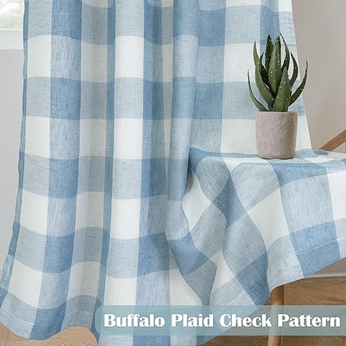 Vista 103 de DriftAway - Cortinas de ojales opacas, patrón a cuadros, forro térmico con aislamiento, blackout, impresas a cuadros, 2 capas, juego de 2 paneles