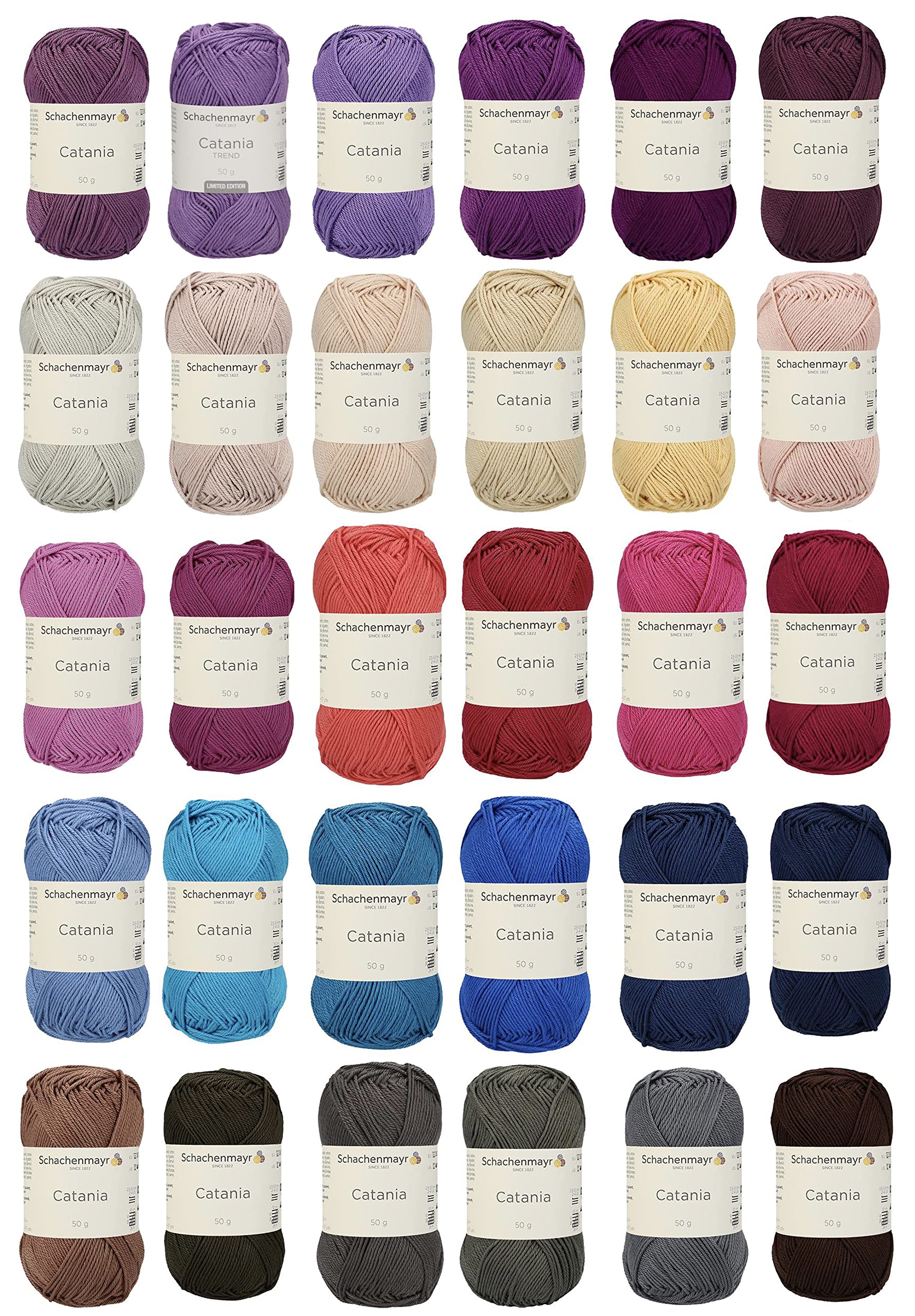 30 Skein Schachenmayr Catania XXL Yarn Set, Total 4101 Yards Crocheting and Knitting Soft Yarn, SMC Mercerized Cotton Catania Fine Yarn for Crafter, Multicolor Yarn Kit (XXL-4)