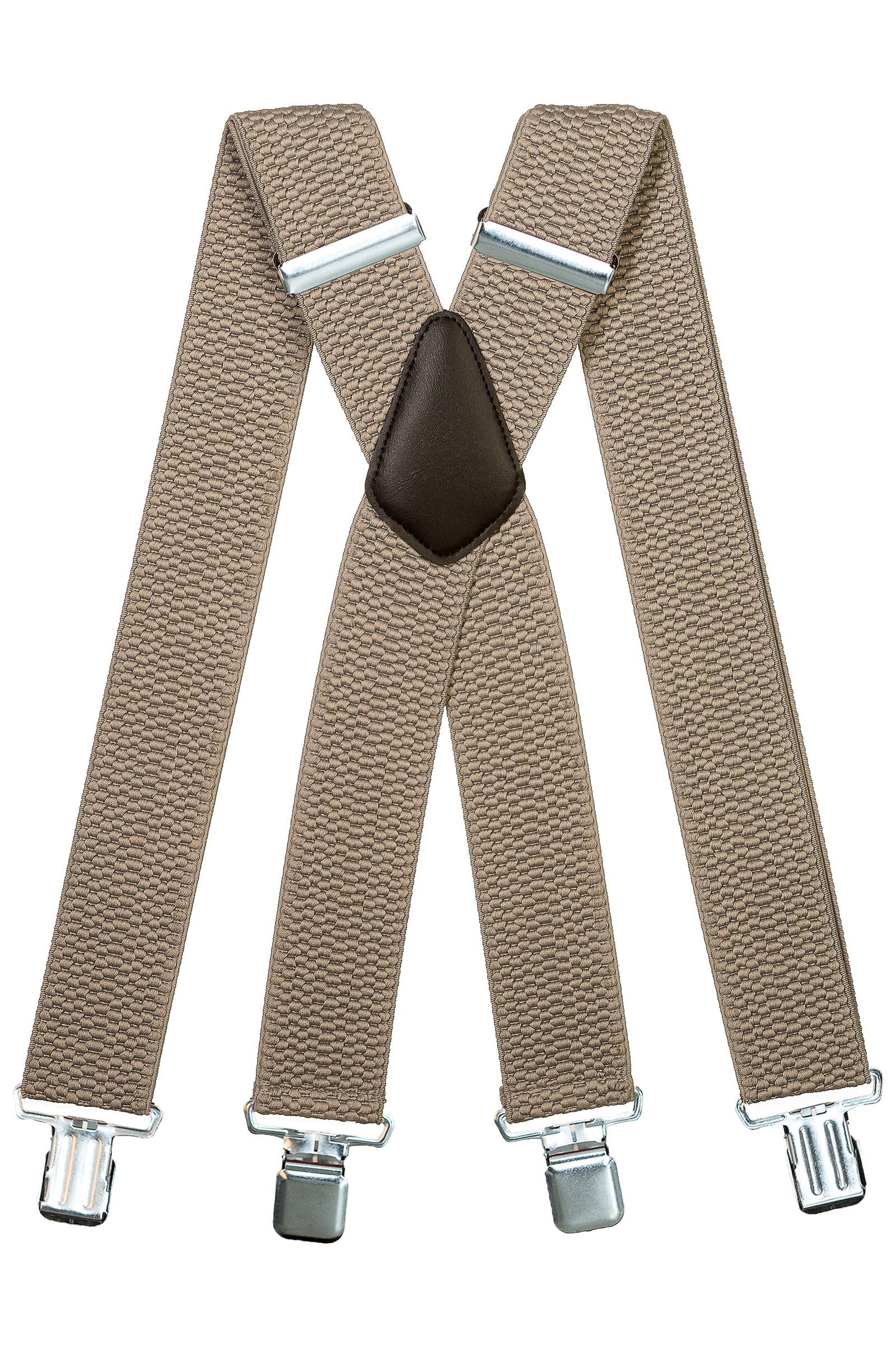 Olata Men's Extra Wide X-Shape Braces/Suspenders - 5cm. Grey (Silver Clips)