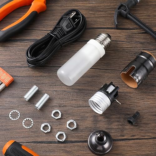 Miniatura 7 de Honoson Kit de reparación de lámpara de mesa, kit de recableado de lámpara de mesa, reparación de lámpara con enchufe de 3 vías, todas las piezas