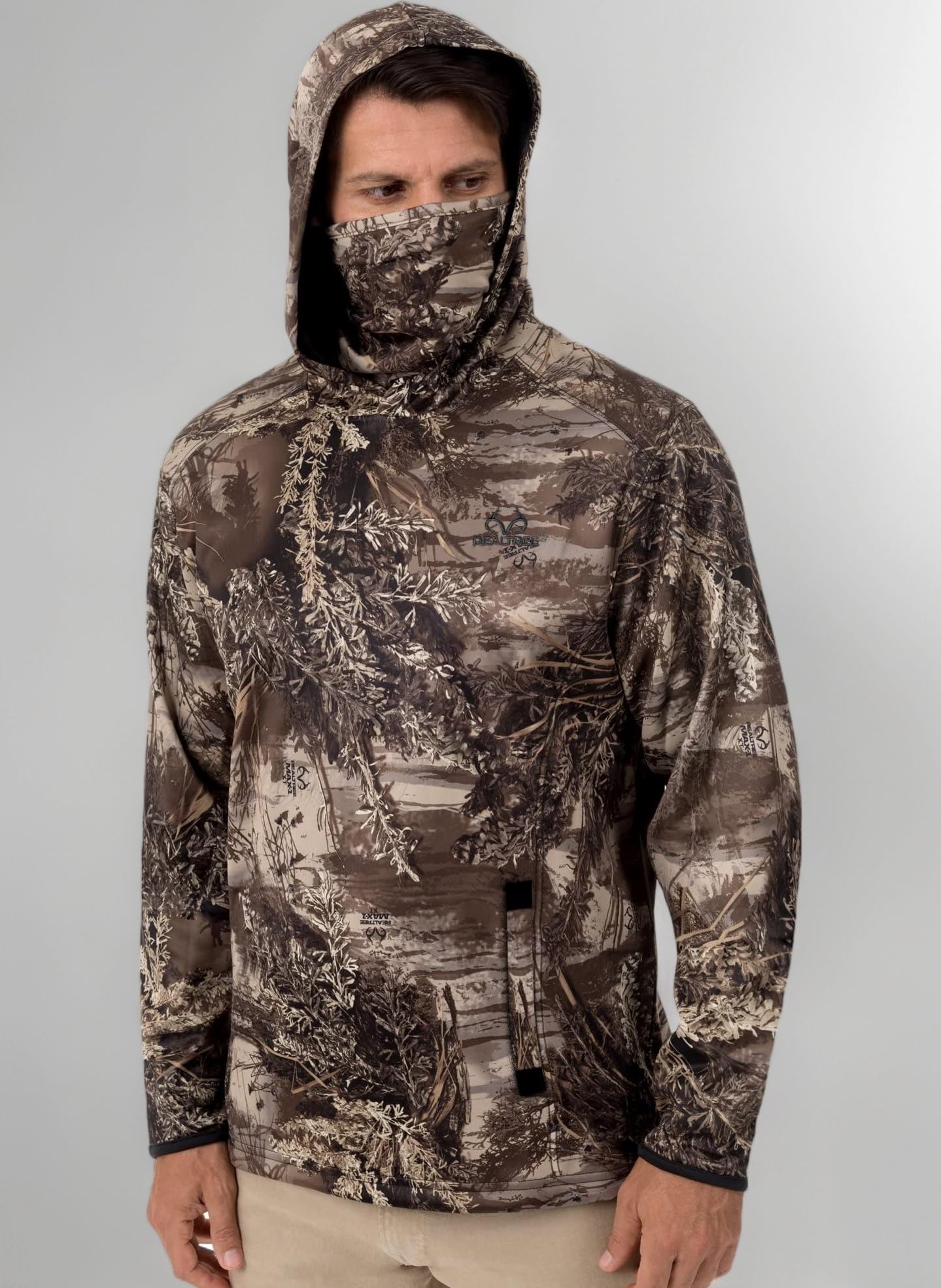 Men's Tech Fleece Camo Hoodie with Built-in Neck Gaiter, Max-1 XT, 3X-Large, Max-1 Xt, 3XL