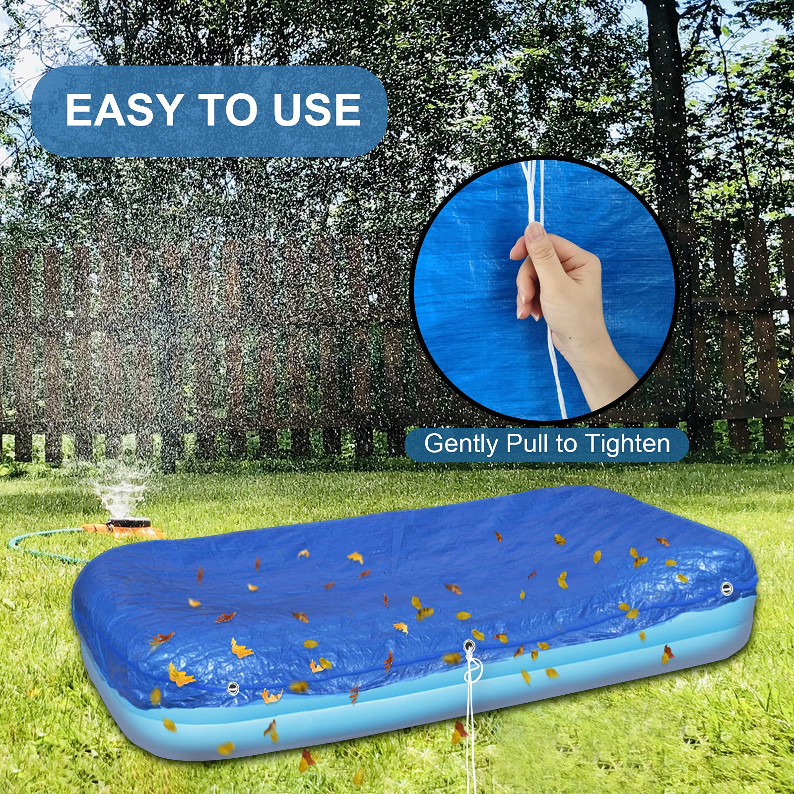 NA Rectangular Pool Cover - Poolabdeckplane - 304 x 205 cm - Für Frame Swimming Pool Abdeckplane Plane Schutzplane Winddicht Regenfest Staubdicht