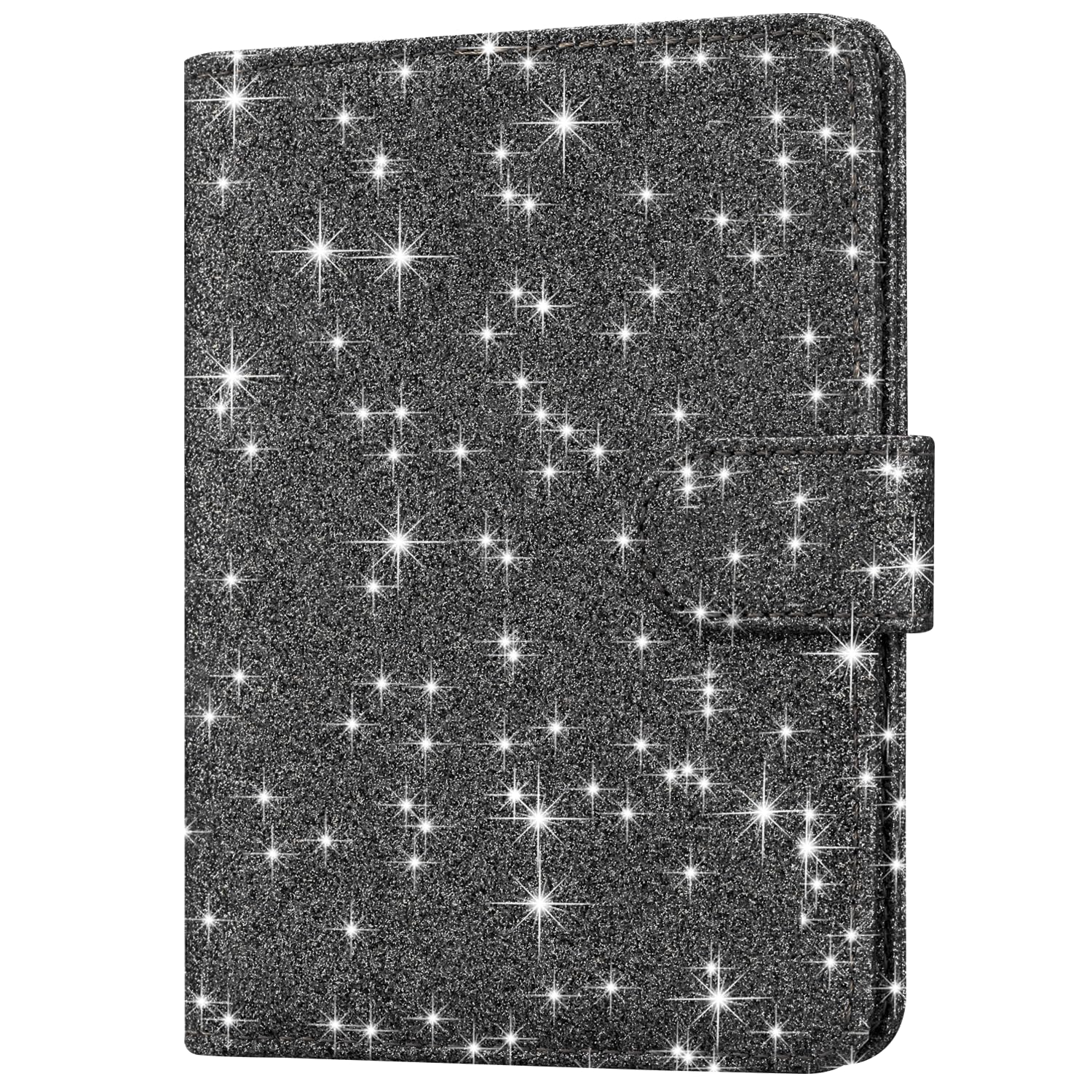 Passport Holder Travel Essentials Airplane & Cruise Essentials Ship Leather Wallet Cover Case RFID Blocking Women & Men Vacation Travel Accessories Gifts Deals, Glitter - Black-image-21