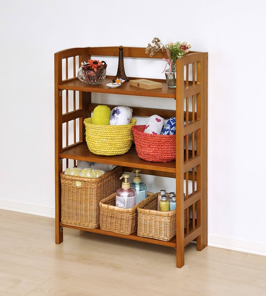 折りたたみ飾り棚(ブラウン) 楽天市場】折りたたみシェルフラック 4段アンティークな質感