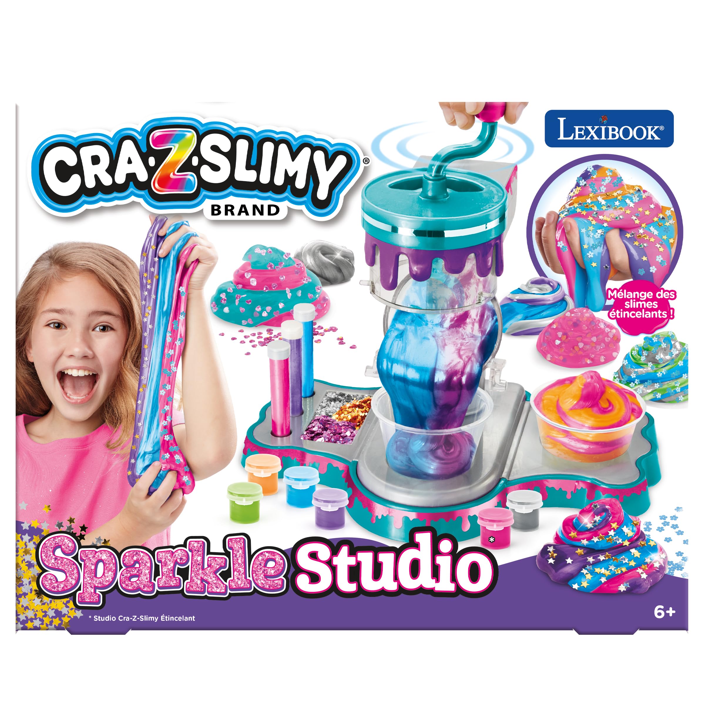 Lexibook, Studio Slimy Scintillante, Rosa Viola Blu Arancione Verde Argentato, CRSLIM40