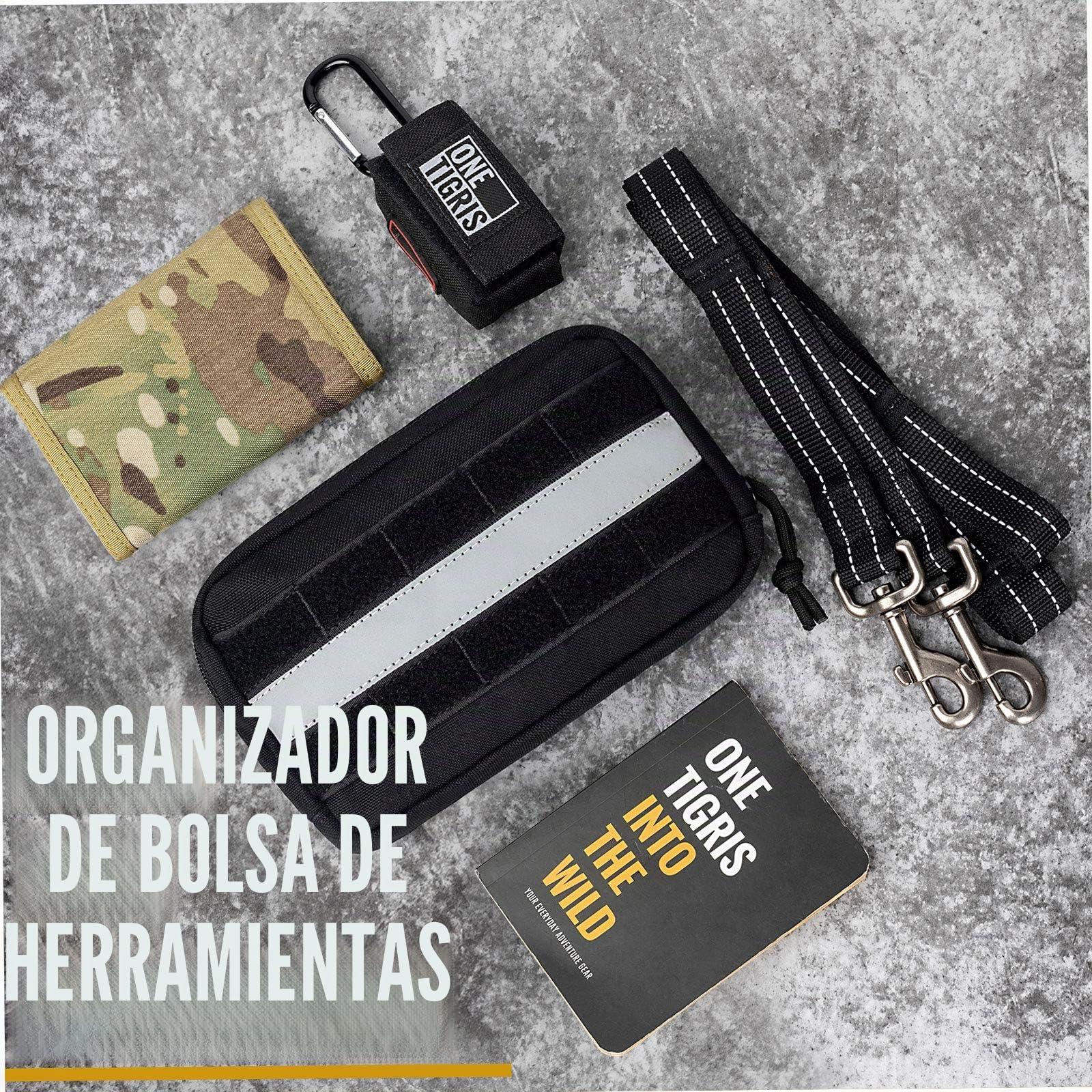 OneTigris - Bolsas de comida para perros (2 unidades, gran espacio), con bandas reflectantes, apto para arneses tácticos para perros, para entrenamiento y paseos