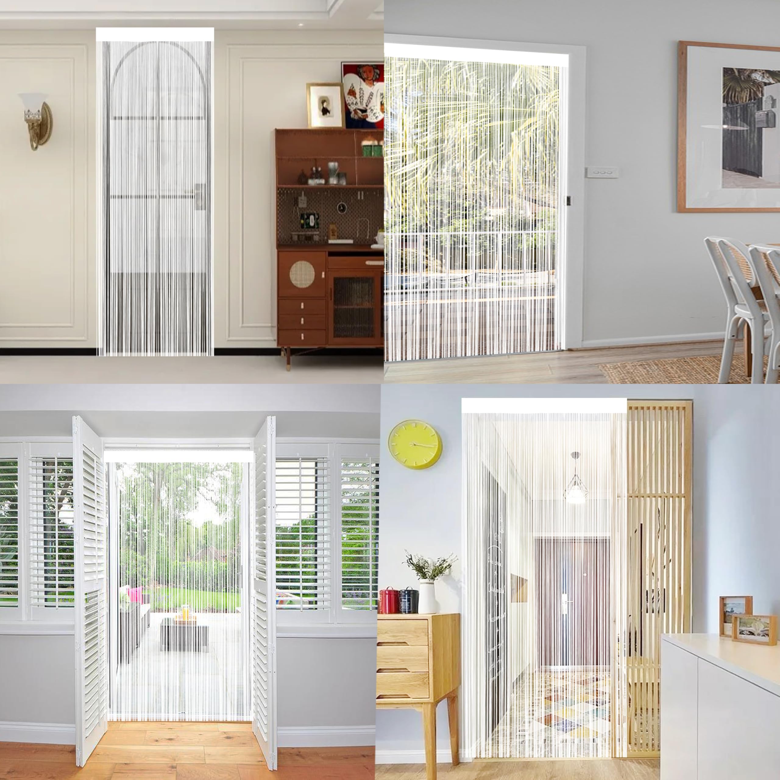 Rideau Anti Mouches Porte Extérieur 90 x 245 cm Blanc Moustiquaire Fenêtre