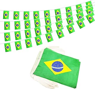 BCLin 50 Feet Brazil Brazilian Banner Flag String, Brazil Mini Flag Small Banner, for Olympics, World Cup, Party, Shops an...