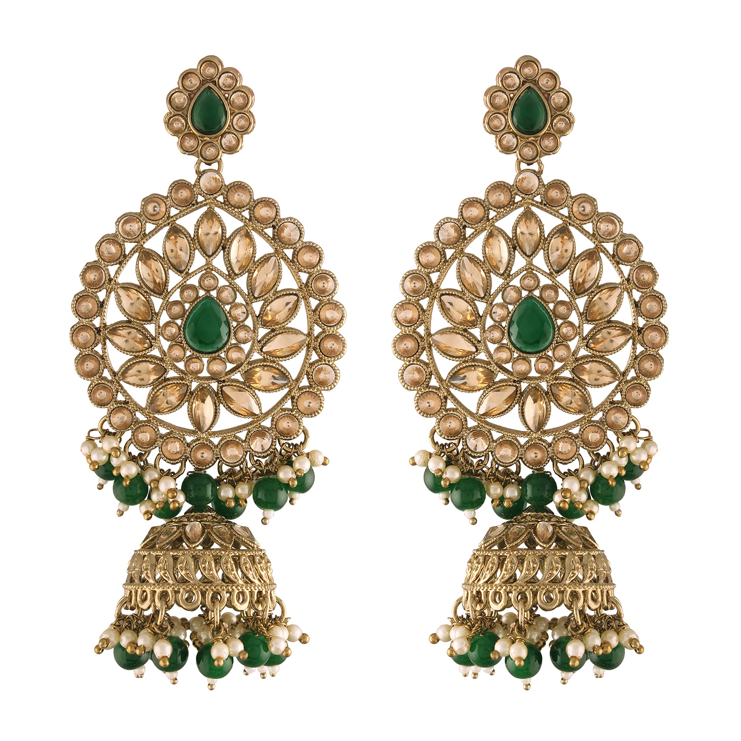 I Jewels Traditional Gold Plated With Stunning Antique Finish Kundan & Pearl Jhumka Earrings for Women/Girls (E2863M) (B08JGRRM31) Amazon Price History, Amazon Price Tracker
