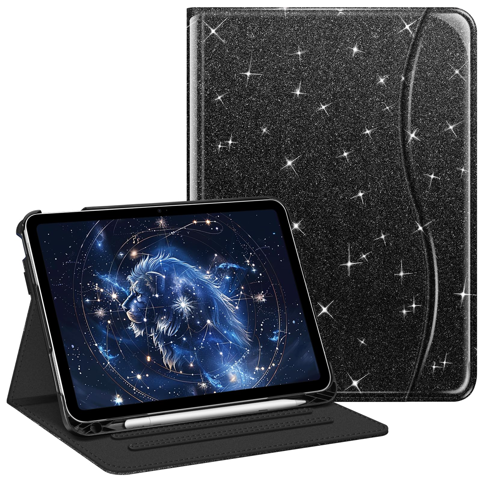 Fintie Schutzhülle für iPad (A16) 11. Generation 11 Zoll (2025), iPad 10. Generation 10,9 Zoll (2022), Standfunktion mit Mehreren Betrachtungswinkeln, Stifthalter und Tasche, Schwarz
