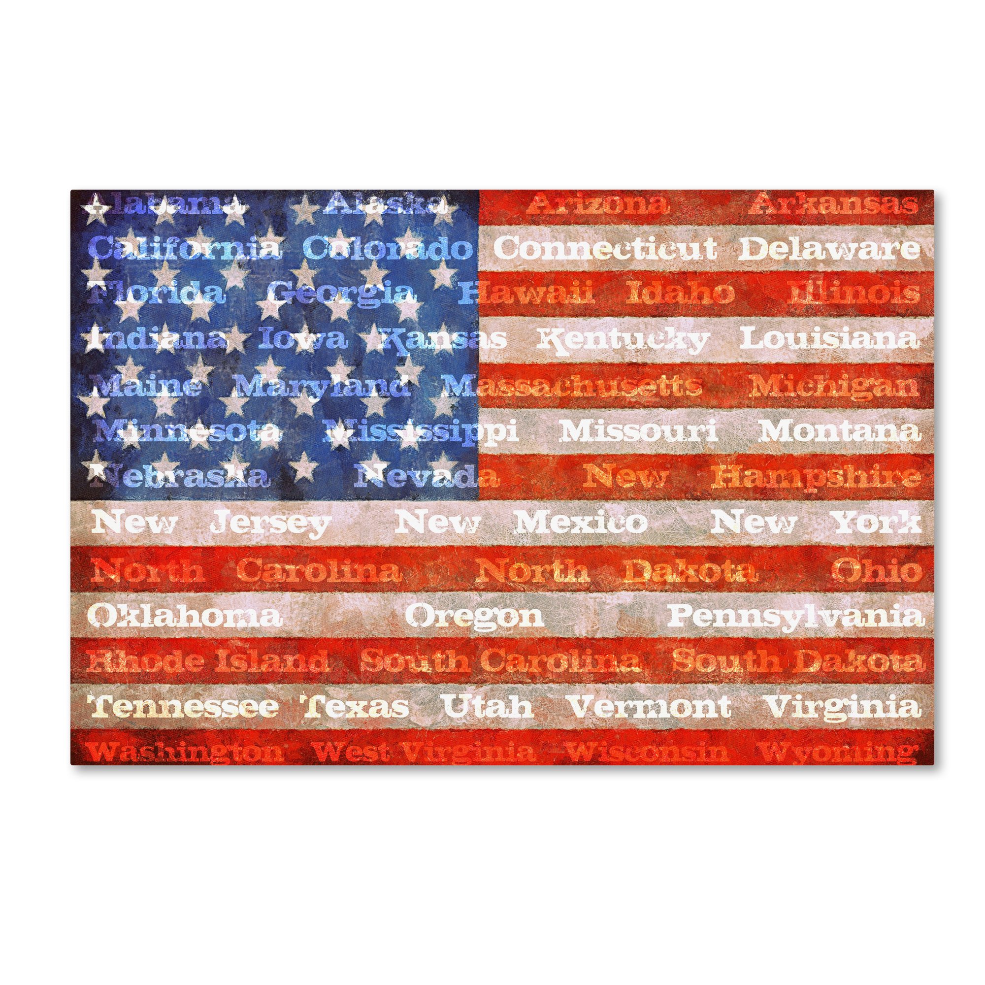 Trademark Fine Art American Flag with States Canvas Art by Michelle Calkins, 22 by 32-Inch
