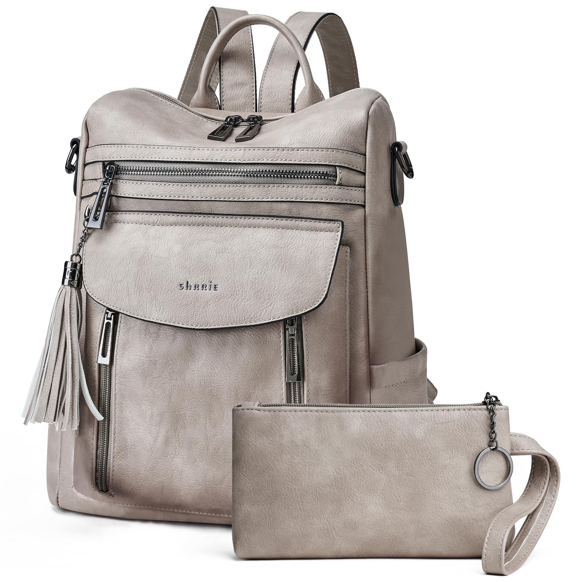 Shrrie Rucksack für Damen, modischer Leder-Rucksack, Geldbörse, Designer-Reiserucksack, Schultertasche, 2-8 Vintage Dunkelgrün, Modern