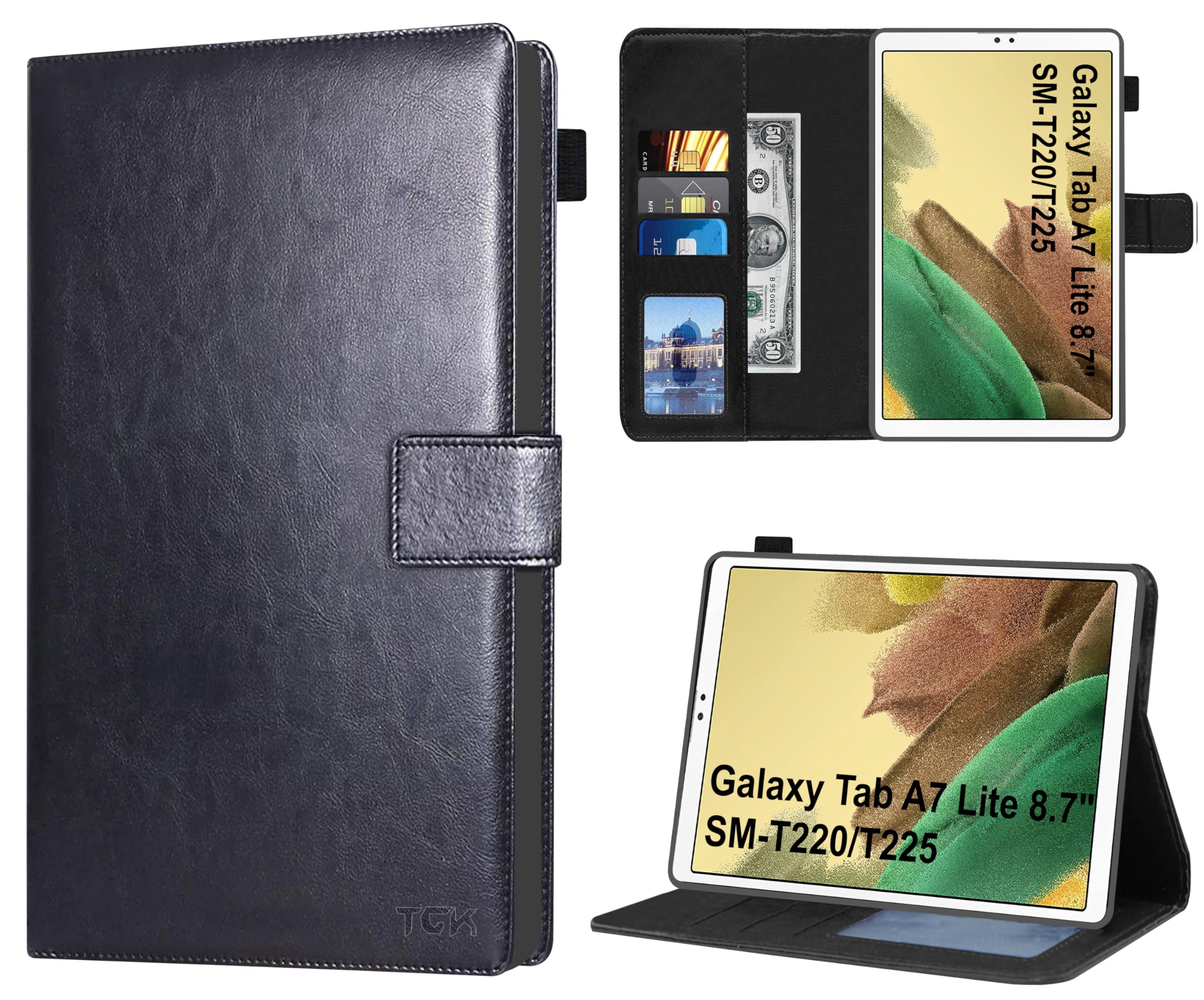 TGK Wallet Flip Case Cover for Samsung Galaxy Tab A7 Lite 8.7 inch SM-T220/T225, Black (B099WN1ZFQ) Amazon Price History, Amazon Price Tracker