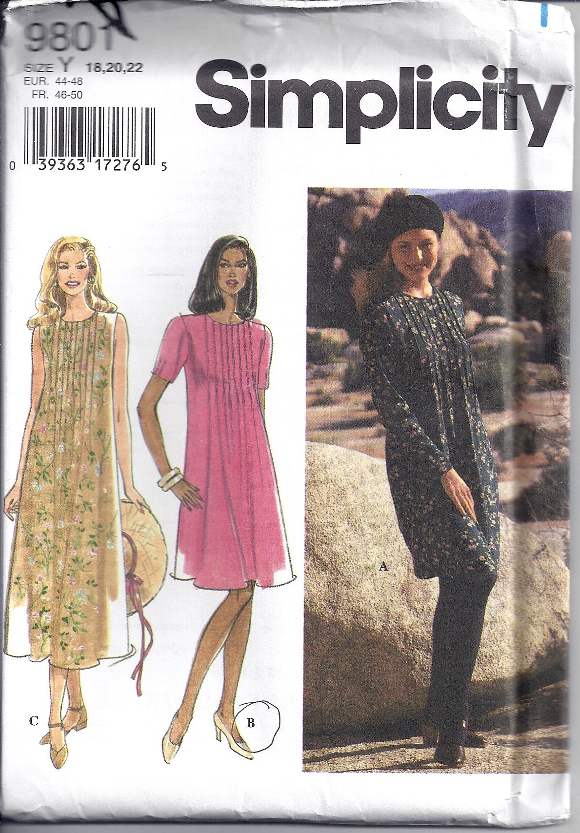 Patron de robe Simplicity 9801 pour femme en taille Y 18-22