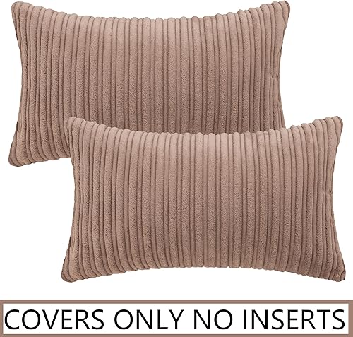 Miniatura 347 de UGASA - Juego de 2 fundas de almohada de terciopelo a rayas, funda decorativa para cojín con cremallera oculta para el hogar, sofá, dormitorio,
