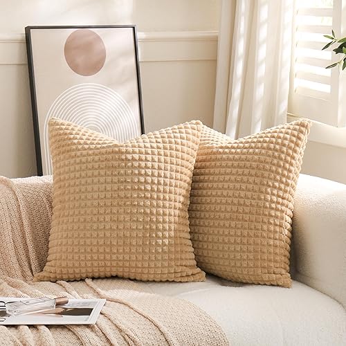 Miniatura 9 de Juego de 2 fundas de almohada decorativas de color verde oscuro de 16 x 16 pulgadas, fundas de almohada de franela de felpa súper suave, esponjosas