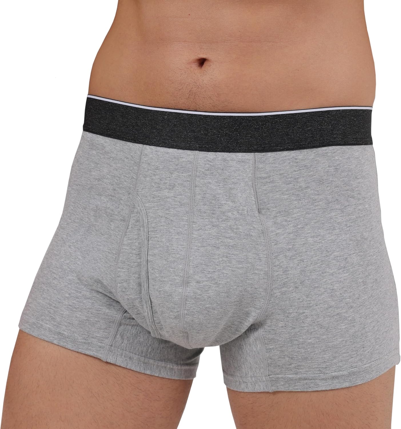 AIRCUTE Men Urine Incontinence Underwear Fly Front Opening Absorbent Leak Proof Boxer Briefs for Leakage Dribbles (Large, Gray)