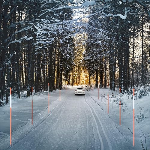 Vista 7 de Estacas de nieve de 72 pulgadas, marcadores de entrada de 1/4 de pulgada, estacas de arado naranja sin cinta reflectante para marca de entrada
