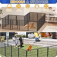 Vista 4 de Corralito para perros al aire libre, portátil, 16 paneles de 40 pulgadas de altura, valla para perros con acabado de pintura antioxidante
