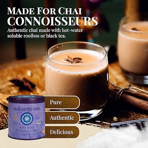 Miniatura 20 de Blue Lotus Chai - Masala Chai de anís estrellado - Hace 530 tazas - Bolsa a granel de 1 libra Masala Chai en polvo con especias orgánicas - Té indio