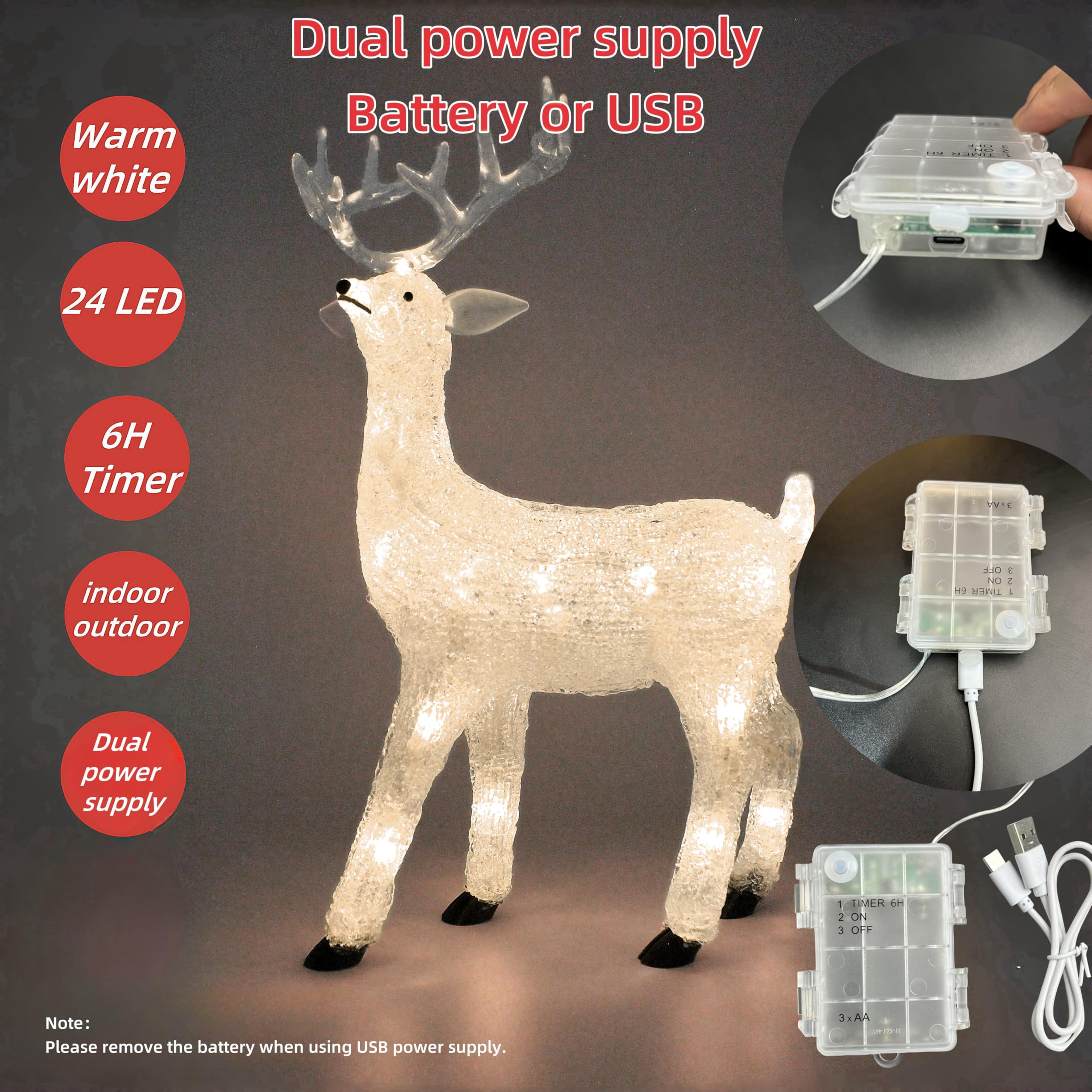 Gloworm Weihnachtsmann LED Leuchte - 21,5 Cm Acryl-Batteriebox Mit 24 Warmweißen LEDs