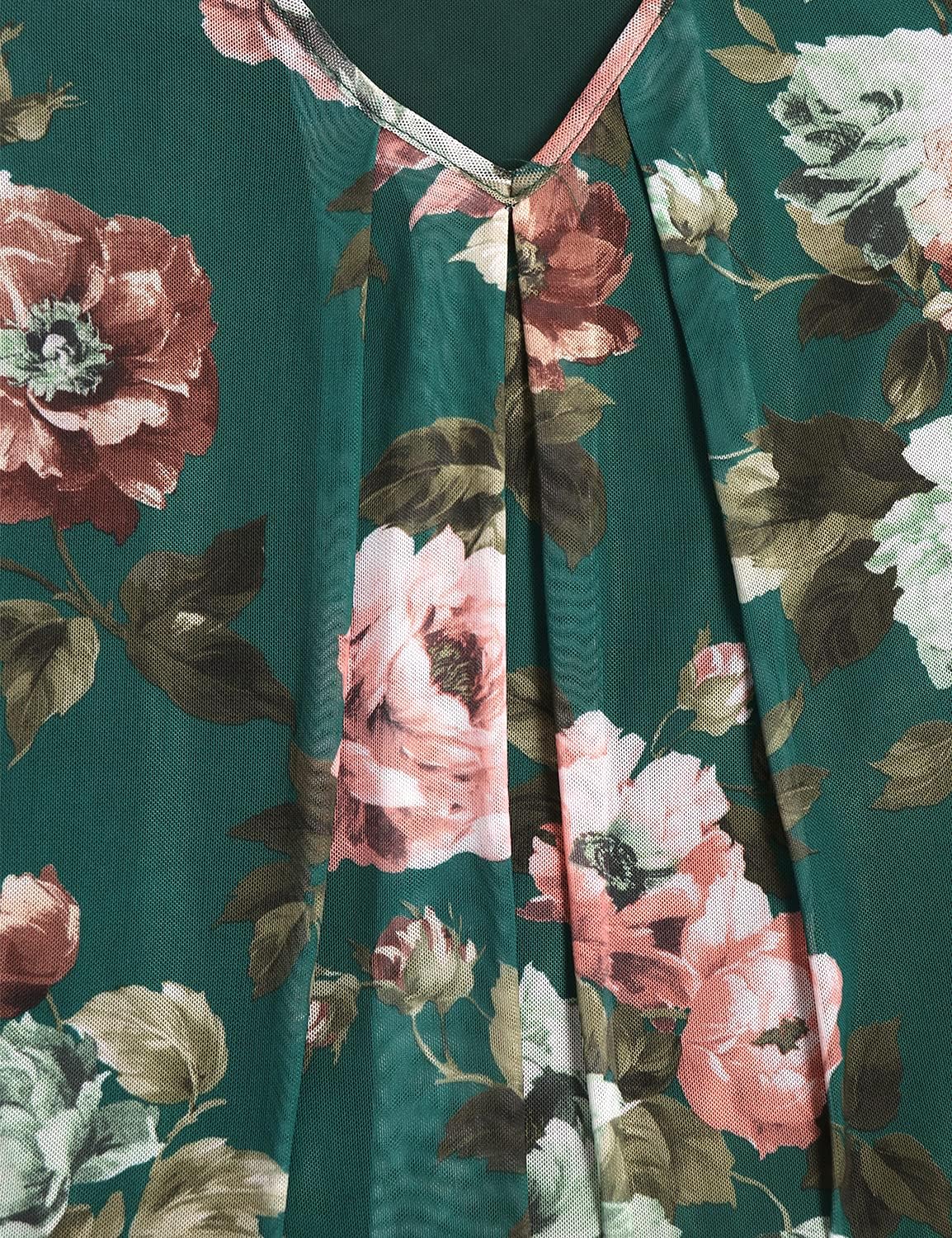 Womens Casual Spaghetti Strap Tank Tops Floral Print Asymmetric Hem Camisoles - Image 4