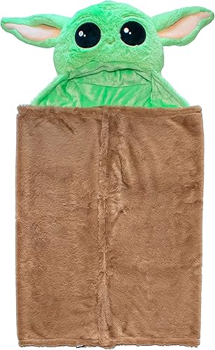 Miniatura 3 de Star Wars The Mandalorian The Child Baby Yoda Grogu - Manta con capucha 2 en 1 para niños, poliéster resistente a la decoloración, 50 x 30 pulgadas
