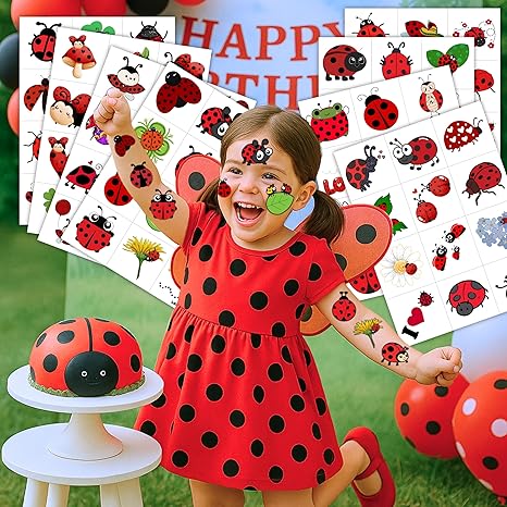 🐞 Cute Ladybug Temporary Tattoos! 96 Pack